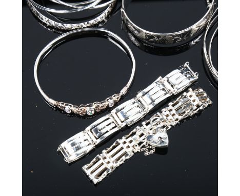 Various silver bangles and bracelets, 130g totalLot sold as seen unless specific item(s) requested 