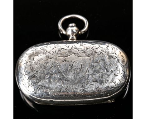 An Edwardian silver double-sovereign case, engraved floral decoration with engine turned inserts, by Smith & Bartlam, hallmar