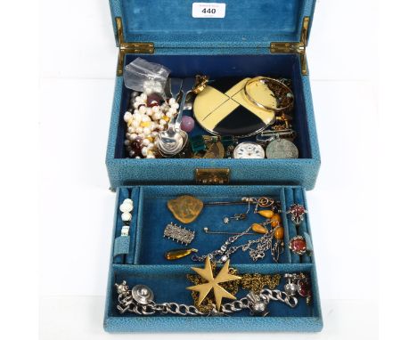 Various jewellery silver and collectables, including opal and ruby stickpin, butterscotch amber earrings, large Maltese Cross