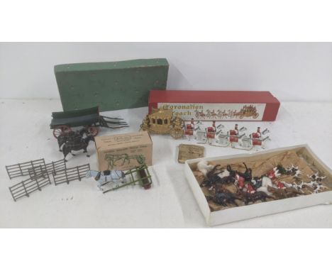 A group of lead model animals to include horse roller with box Coronation Coach with box and others Location: 9.4 If there is