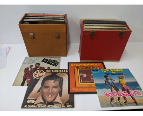 A collection of approx. 60 1950s and 1960s LPs in two vintage cases to include artists such as Yardbirds, Cream, Steppenwolf,