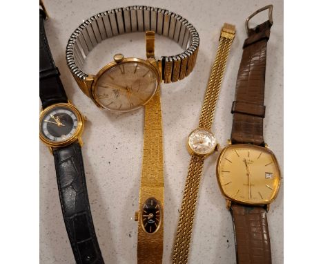 A group of five 20th Century wristwatches comprising a Gents Rotary A/F, a gents Everite Incabloc watch, a ladies Raymond Wei