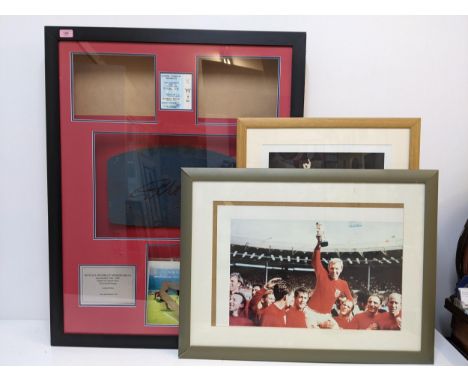 Two England football 1966 World Cup related items to include a World Cup print of a photo, and a Wembley World Cup ticket, a 