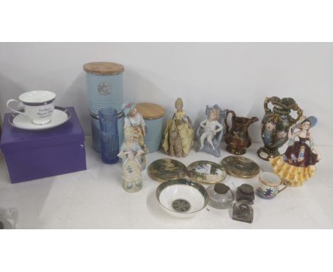 A mixed lot of ceramics to include a W Goebel figurine, a commemorative cup and saucer with box and other items Location:If t