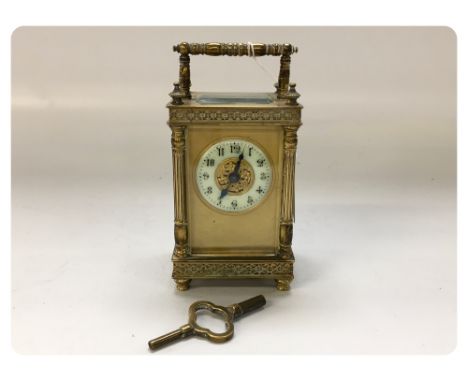 A LATE 19TH CENTURY BRASS CARRIAGE CLOCK 