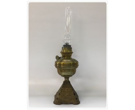 CENTRAL DRAUGHT OIL LAMP, CAST BASE, WITH REGISTRATION MARK FOR 1892 (In-house packing unavailable for this lot) 