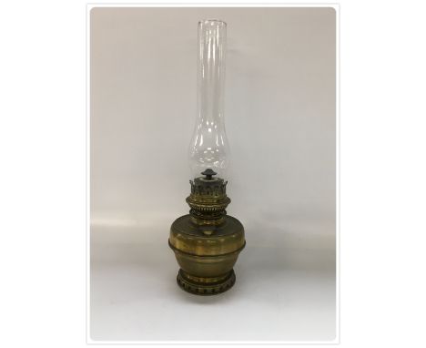BRASS CENTRAL DRAUGHT OIL LAMP WITH UNUSUAL RING WICK ADJUSTER CIRCA 1910-20 (In-house packing unavailable for this lot) 