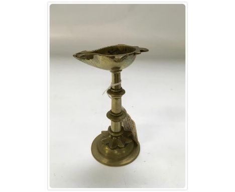 VERY EARLY BRASS SPOUT LAMP, POSSIBLE RELIGIOUS CONNECTION 