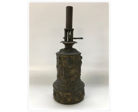 OIL LAMP - INCOMPLETE MODERATOR PRE-PARAFFIN HAVING SPRING LOADED CHAMBER FORCING THE VEGETABLE OIL UP TO THE WICK (In-house 