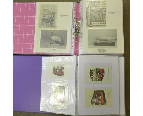 Two albums containing a large collection of postcards, one album containing approximately 160 catalogued black and white post