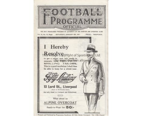 EVERTON - POOLE 1926-27 CUP    Everton home programme v Poole, 8/1/1927, FA Cup, also covers Liverpool "A" v Burscough Ranger