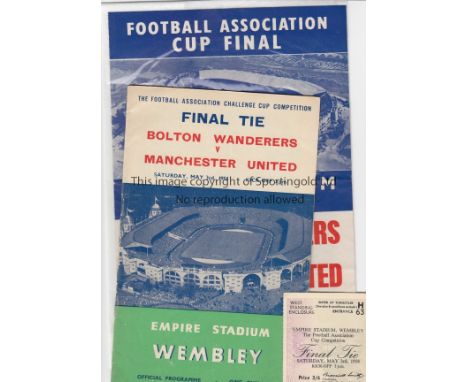 1958 CUP FINAL  Official programme (no writing-generally good), match ticket (West standing- good), songsheet (minor fold-gen
