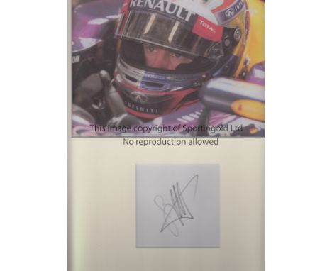 SEBASTIAN VETTEL - F1 AUTOGRAPH         A 16" X 12" mount with signed colour photo and white card underneath signed by Kevin 