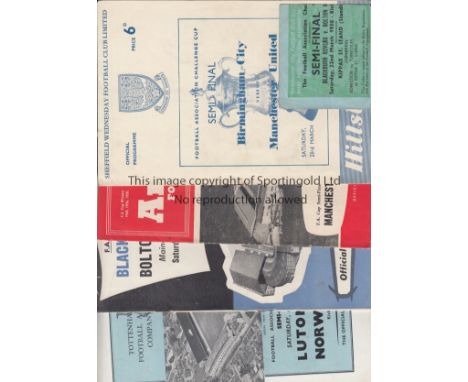 CUP SEMI-FINALS   Four 1950s Semi-Finals programmes plus a ticket. Programmes are Birmingham v Man Utd 57 (pencil score noted