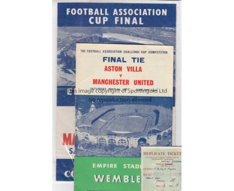 1957 CUP FINAL   Official programme, , match ticket (a duplicate ticket-quite rare) and songsheet from the 1957 Cup Final, As