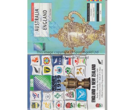 RUGBY WORLD CUP    Nine programmes for Rugby World Cup games between 1991 and 2007. Includes 1991 England v Australia (Final)