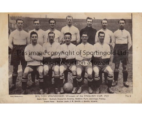 BOLTON WANDERERS 1923 FA CUP      Black & white team group postcard of "Winners of the English Cup 1923", Daily Sketch photo 