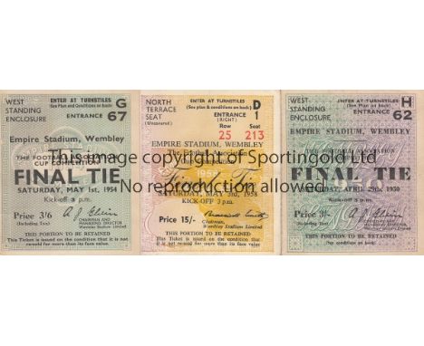 CUP FINAL TICKETS   Three FA Cup Final tickets, 1950, 54 and 58, condition is generally good but the first two have match det