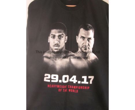 ANTHONY JOSHUA V WLADIMIR KLITSCHKO         Programme, ticket, Club Wembley itinerary and large T-shirt for the fight at Wemb