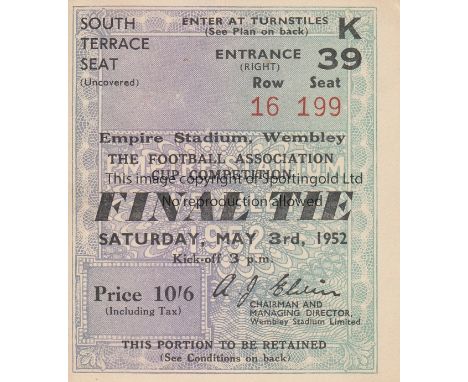 1952 CUP FINAL  Match ticket, 1952 Cup Final , South Terrace Seat.  Good