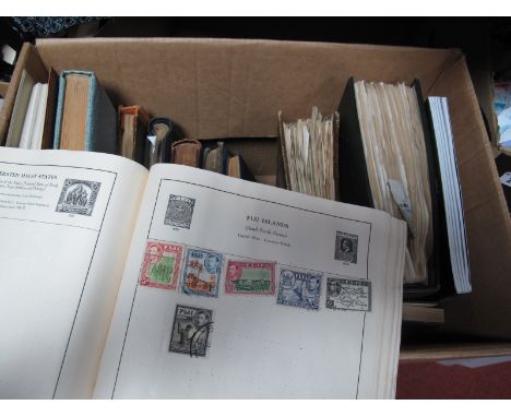 A Carton of Stamp Albums, Stockbooks and Auction Catalogues, with mint and used stamps from G.B, Commonwealth, Europe and Res