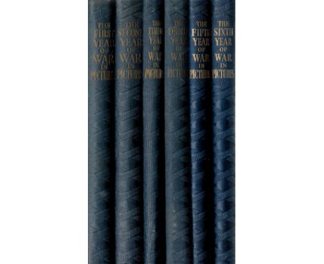 6 x Books The War in Pictures - WWII Volumes 1 - 6 1939 - 45 Hardback Books 1946 First Edition published by Odhams Press ltd 