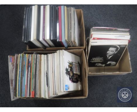 Three boxes of classical records on Columbia Decca and HMV labels.