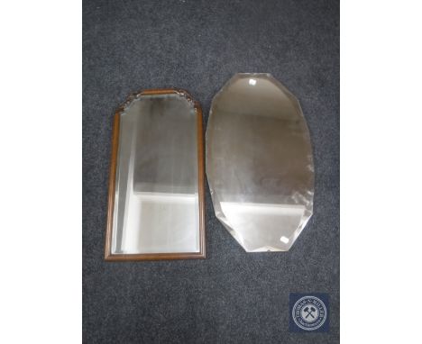 An early 20th century mahogany framed mirror and an unframed mirror 