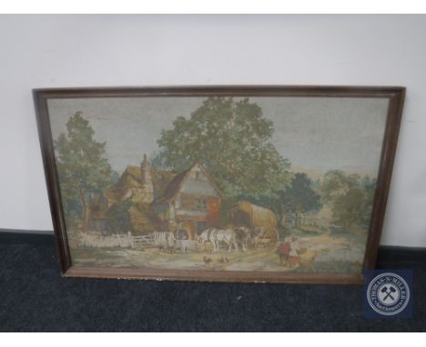 An oak framed tapestry - rural scene 
