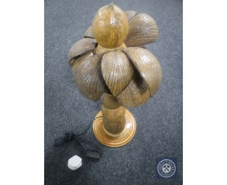 A 20th century wooden table lamp in the form of a tree 