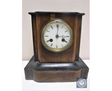 An early 20th century mahogany cased eight day mantel clock 