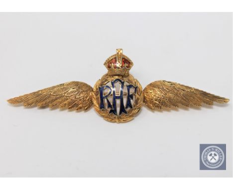 A 15ct gold and enamel RAF sweetheart brooch