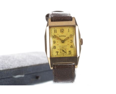 GENTLEMAN'S ROTARY ART DECO GOLD MANUAL WIND WRIST WATCH, the rectangular dial with Arabic numerals, subsidiary seconds at 6,