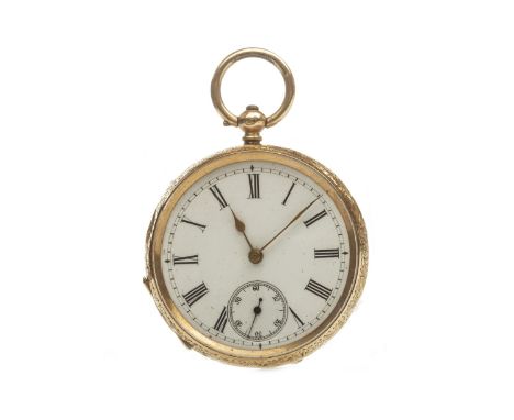 CONTINENTAL OPEN FACE KEY WIND POCKET WATCH, the round white enamel dial with Roman numerals in black, sunken subsidiary seco