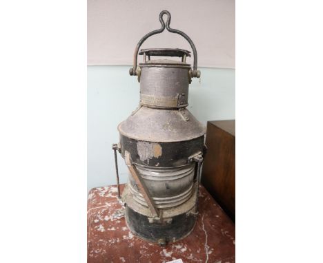 Ships lamp marked Anchor Patt 5902 C P Grimley Birmingham - Approx height: 54cm 
