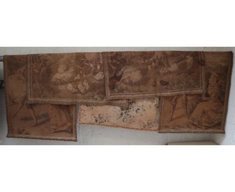 5 vintage Belgian tapestry's