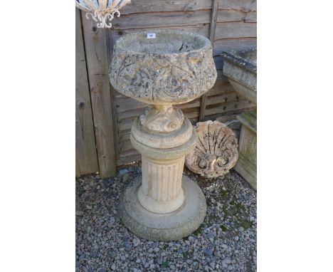 Pedestal stone planter on plinth - Approx height: 95cm 