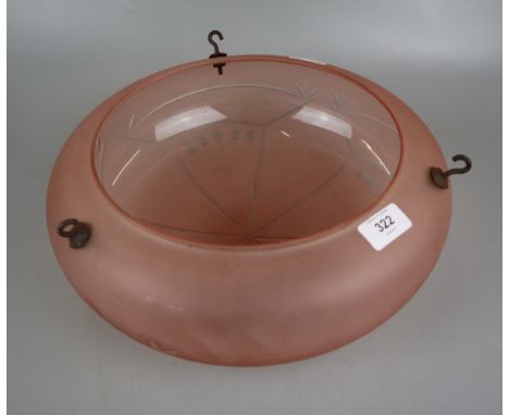 Art Deco style pink glass light shade 
