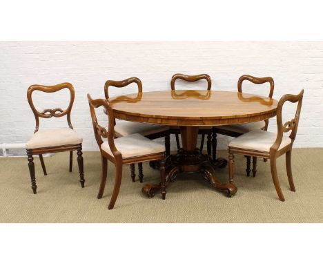 A Good Victorian Rosewood Dining Table and a Set of Six Balloon-Back Dining Chairs A Good Victorian Rosewood Dining Table, th