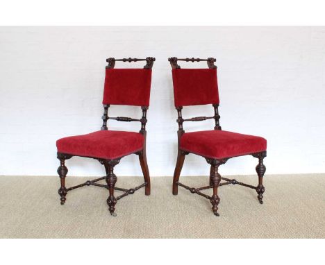 A Pair of 19th Century Mahogany Dining or Side Chairs A Pair of 19th Century Mahogany Dining or Side Chairs, with turned and 
