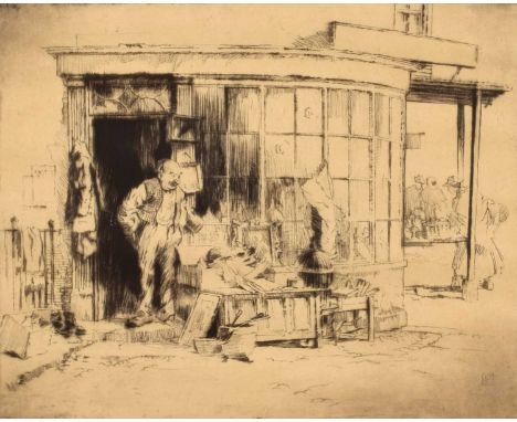 Percy Lancaster R.I., R.B.A., A.R.E., R.Cam.A. (British 1878-1951) The antiques shop  Signed and numbered 1/50 in pencil in t