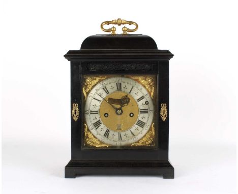 A Late 17th or Early 18th Century Ebonised Bracket Clock A Late 17th or Early 18th Century Ebonised Bracket Clock, the caddy 