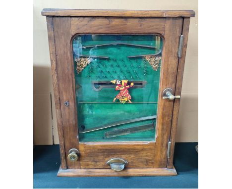 Edwardian unmarked, wooden cased penny slot machine game
