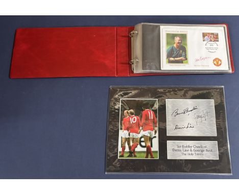 Folder full of Manchester united Signatures including Sir Alex Ferguson, Gary Neville, Paul Scholes and David Beckham plus ma