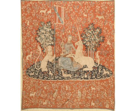 Wandteppich,   Belgien, ca. 40 Jahre, Wolle(Maschingewebt), ca. 133 x 114 cm, EHZ: 2Tapestry, Belgium, approx. 40 years, wool