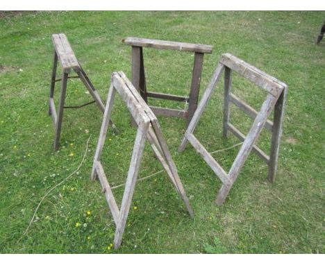 4 Vintage wooden trestles 