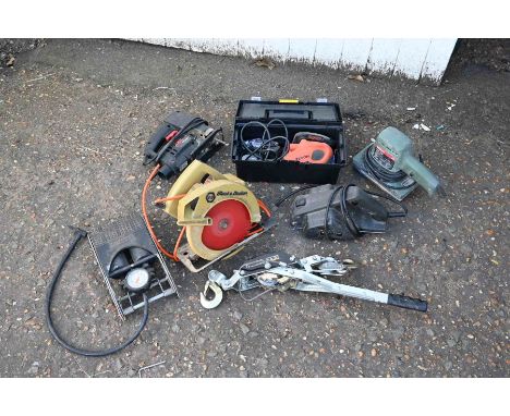 Power tools and foot pump etc from a house clearance (most plugs removed from power tools)