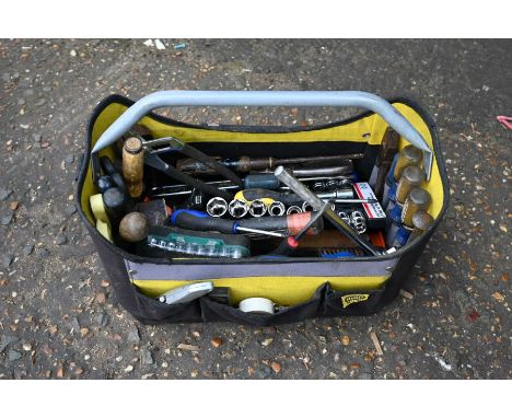 Tool bag with tools including chisels 
