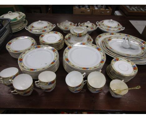 Vintage dinner service for 12 (1 cup missing) inc various platters and terrines, serving spoons etc