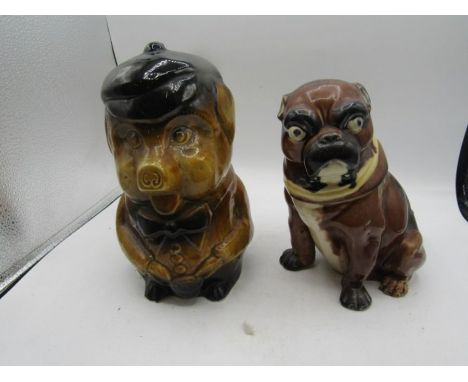 Vintage Pug tobacco jar and a vintage pig money box